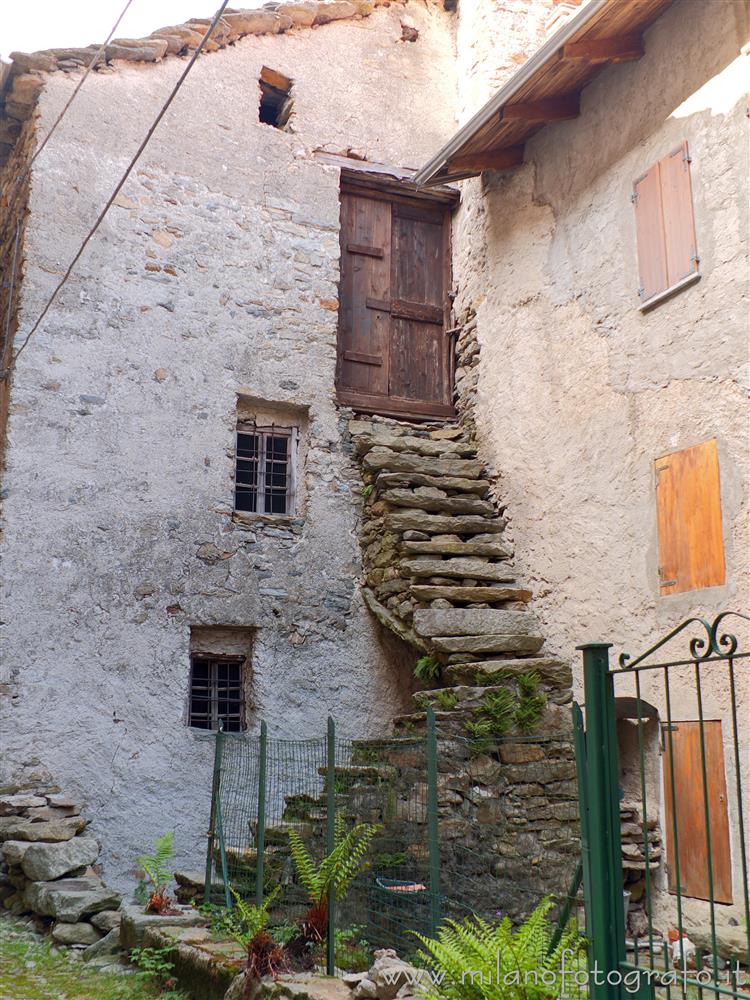 Piedicavallo (Biella, Italy) - Old stairs to the first floor in the hamlet Montesinaro
